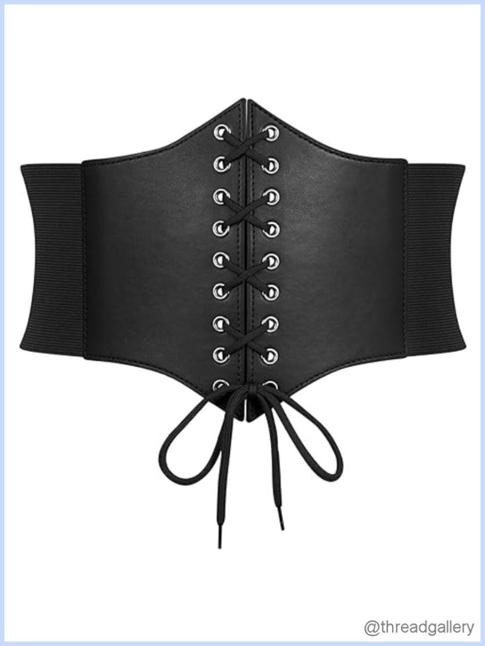 Womens Faux Leather Corset Belt Lace-Up Wide Waspie Halloween Costume Belt
